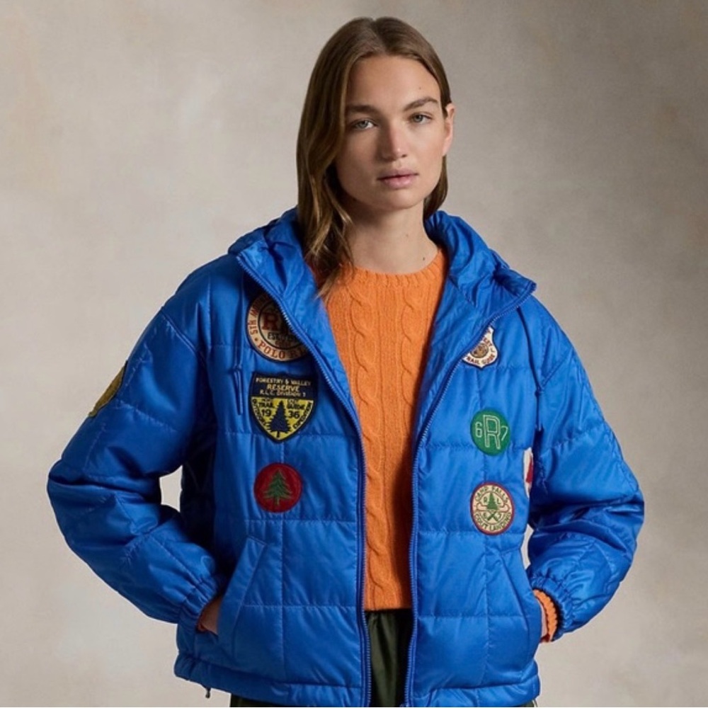 Polo Ralph Lauren Blue Puffer Jacket with Patches